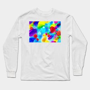 Abstract vibrant colors fun, celebration and joy paints merging, merging, underwater cool blue Long Sleeve T-Shirt